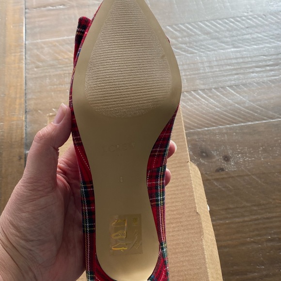 Brand NEW- J.Crew Factory Esme tartan kitten heels with bow- RED!!! Size 8 - Picture 6 of 6